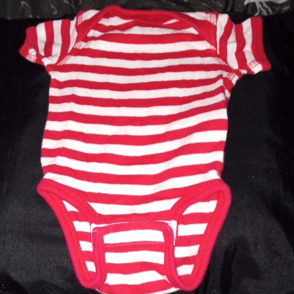 Red and White Striped Baby Onesie